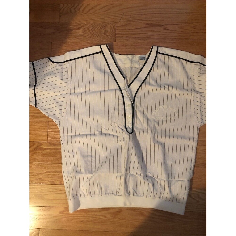 Vintage White Pin Stripe Baseball Jersey Large